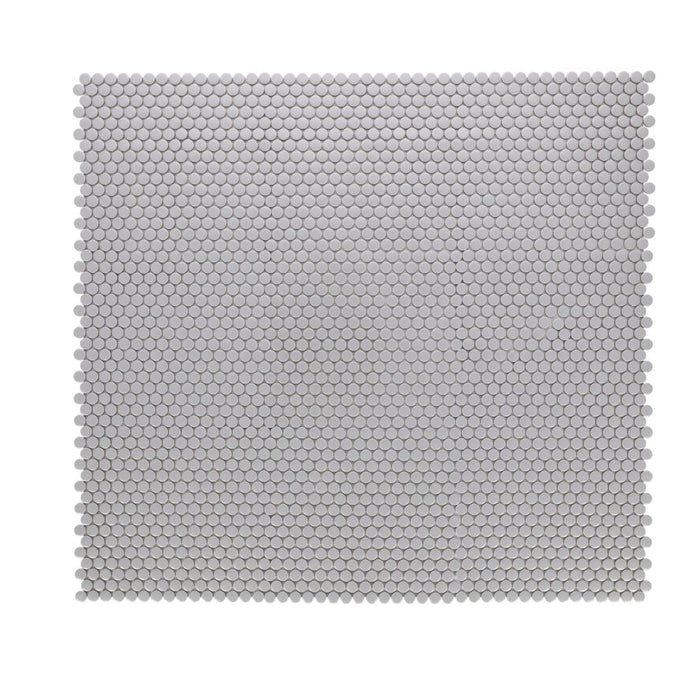 Elysium - Penny Round 11.5 in. x 12.25 in. Porcelain Mosaic - City Grey Matte