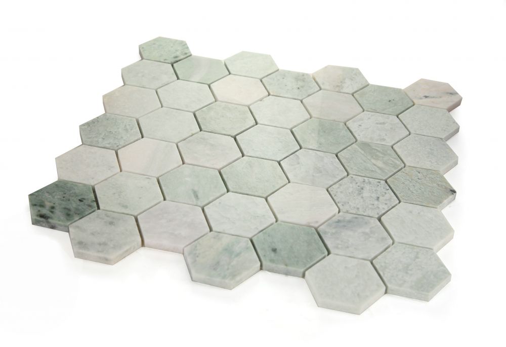 Elysium - Hexagon 2&quot; x 2&quot; Marble Mosaic - Green