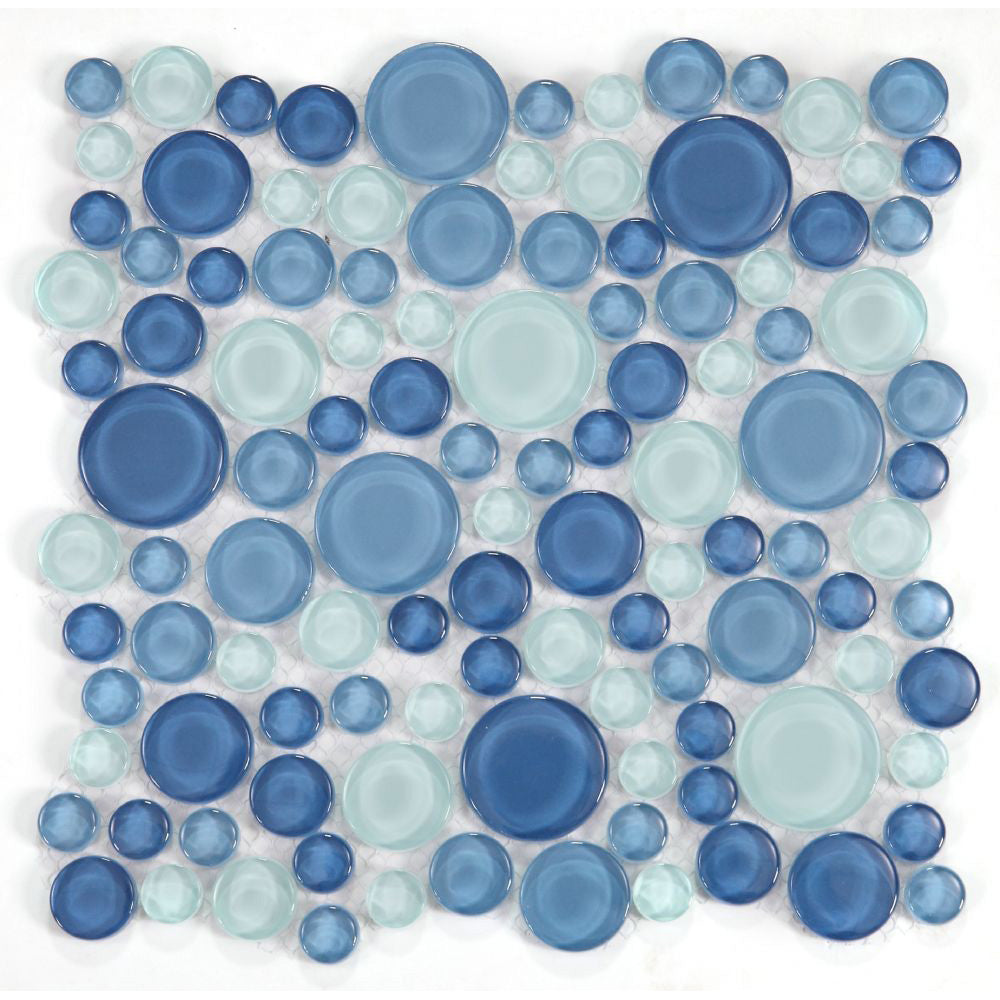 Elysium - Lady 12 in. x 12 in. Glass Mosaic - Blue