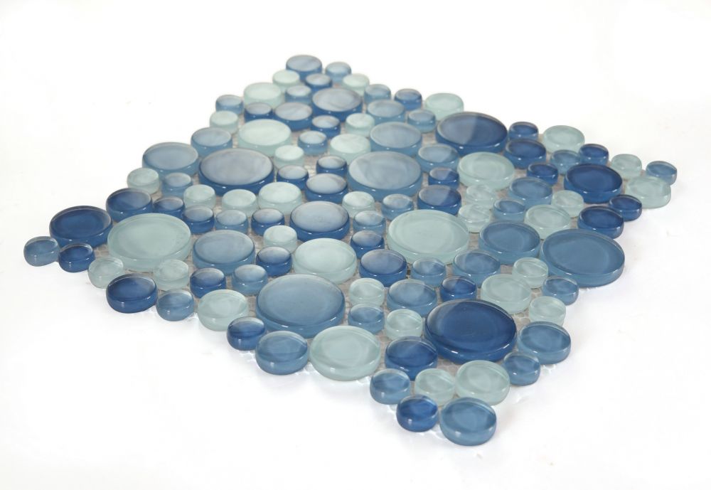 Elysium - Lady 12 in. x 12 in. Glass Mosaic - Blue