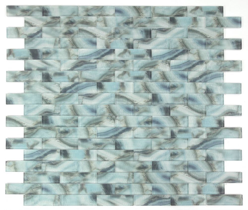 Elysium - Art 11.75 in. x 11.75 in. Glass Mosaic - Onyx Ocean