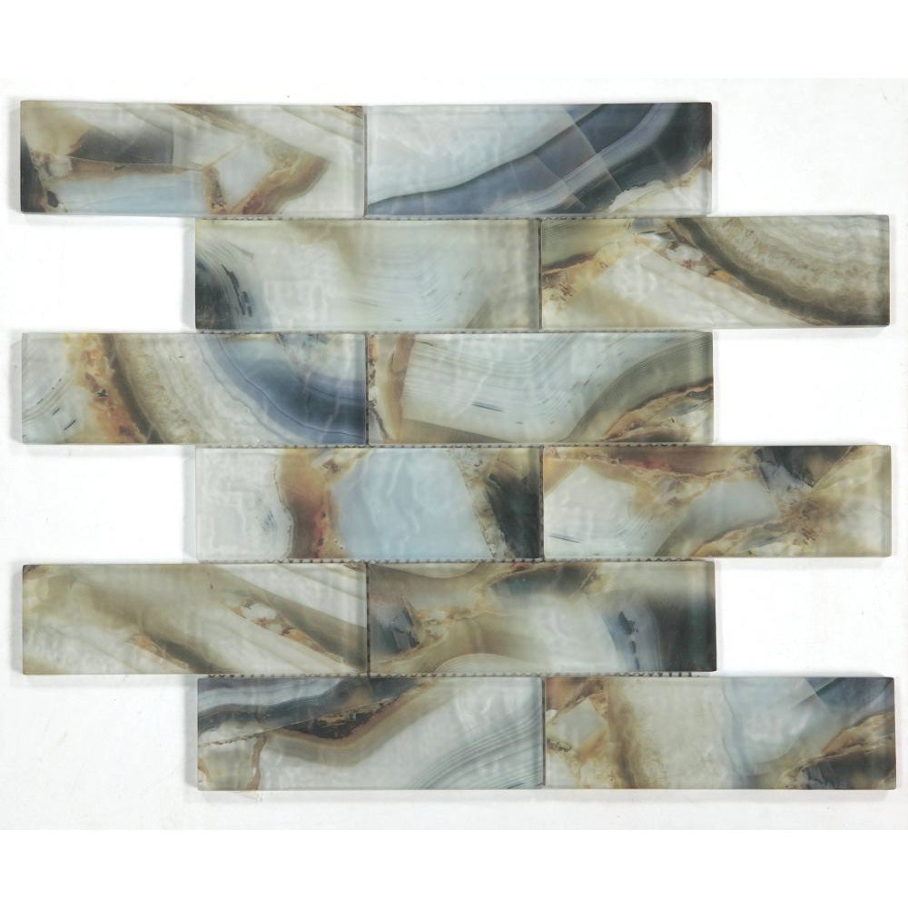 Elysium - Art 11.75 in. x 11.75 in. Glass Mosaic - Onyx Mauna