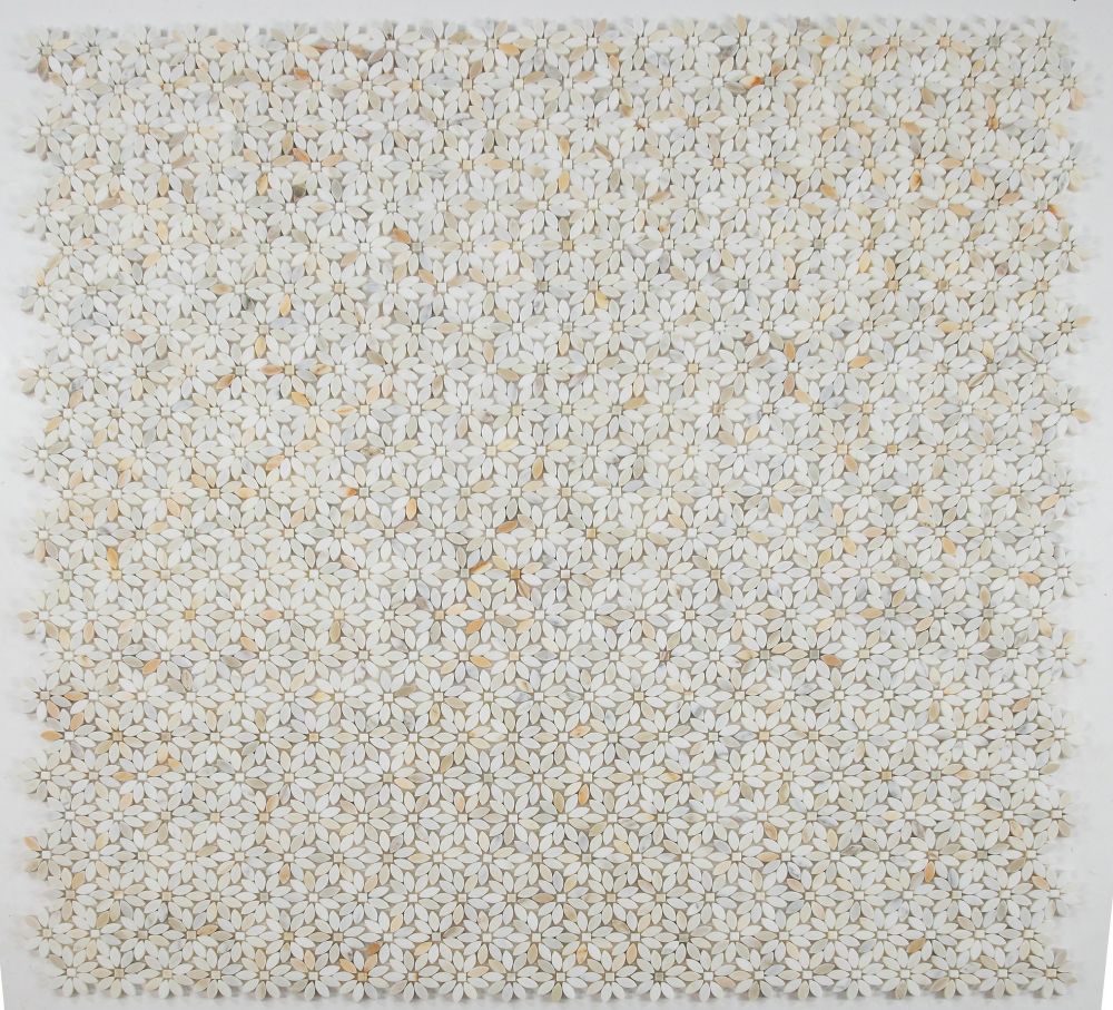 Elysium - Daisy Wild Calacatta Gold 12.75 in. x 13.25 in. Glass and Stone Mosaic