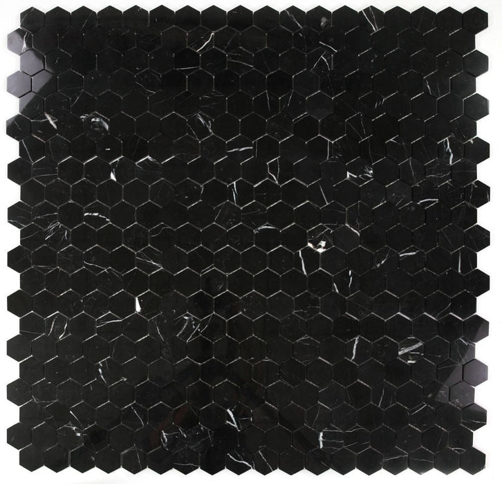 Elysium - Hexagon 2" x 2" Marble Mosaic - Marquina Polished