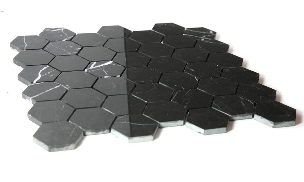 Elysium - Hexagon 2&quot; x 2&quot; Marble Mosaic - Marquina Polished