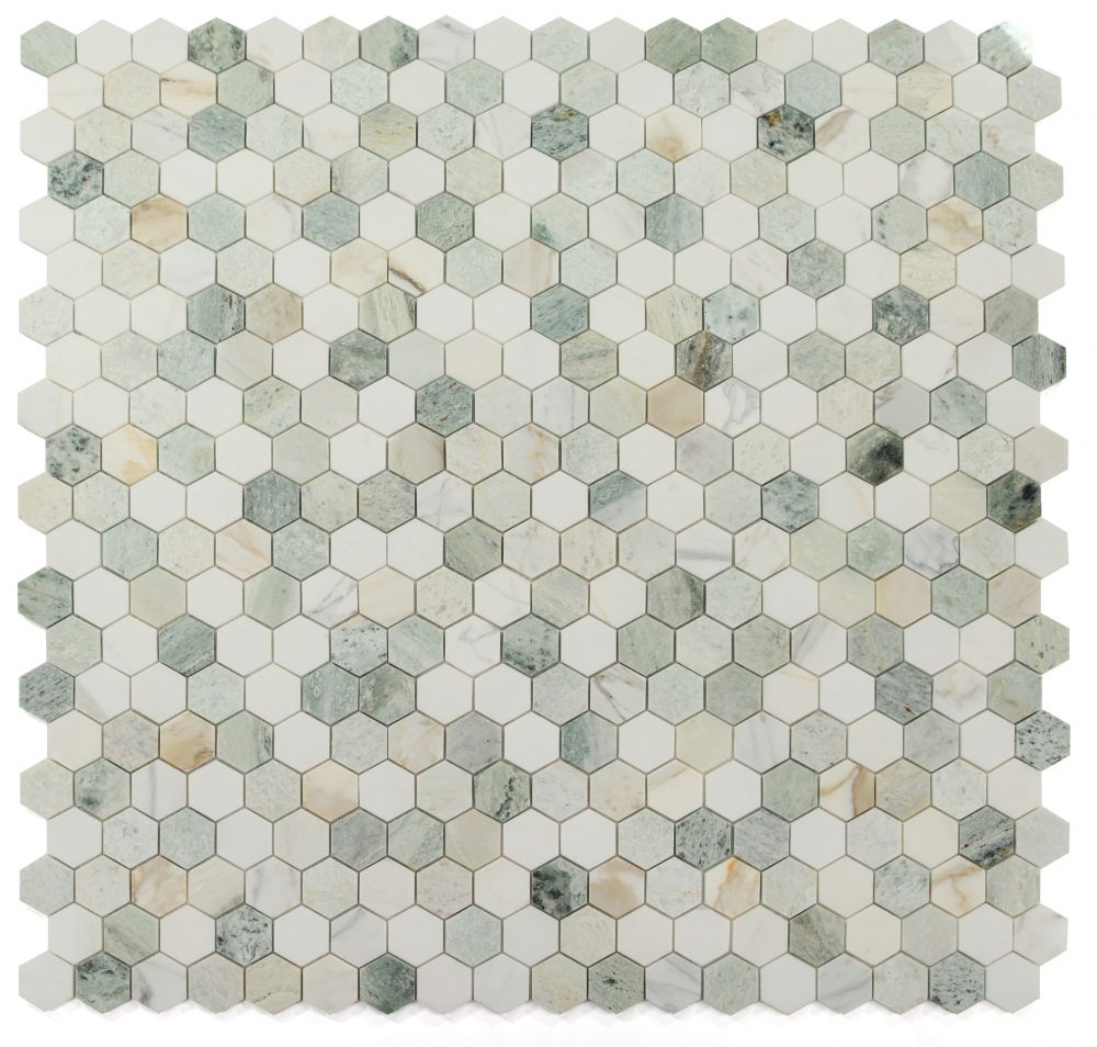 Elysium - Hexagon 2&quot; x 2&quot; Marble Mosaic - Spring