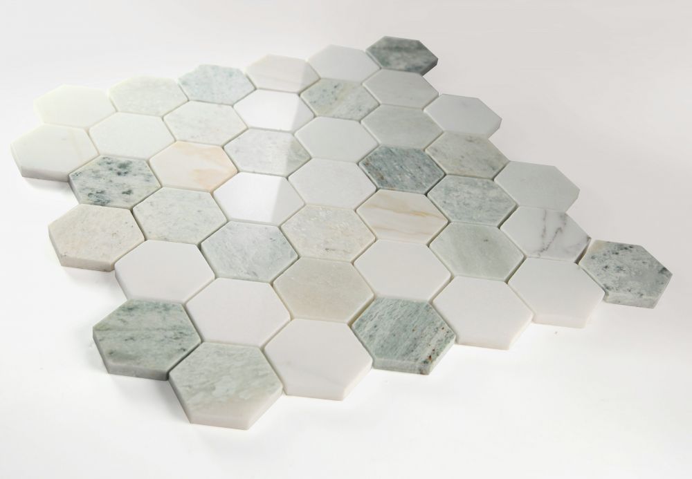 Elysium - Hexagon 2&quot; x 2&quot; Marble Mosaic - Spring