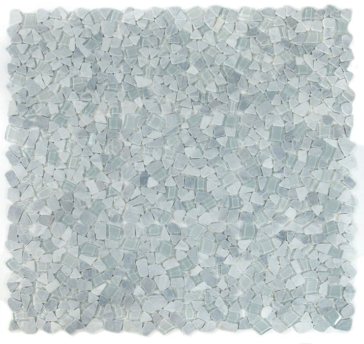 Elysium - Pebble 12" x 12" Glass and Marble Mosaic - GreyElysium - Pebble 12" x 12" Glass and Marble Mosaic - Grey