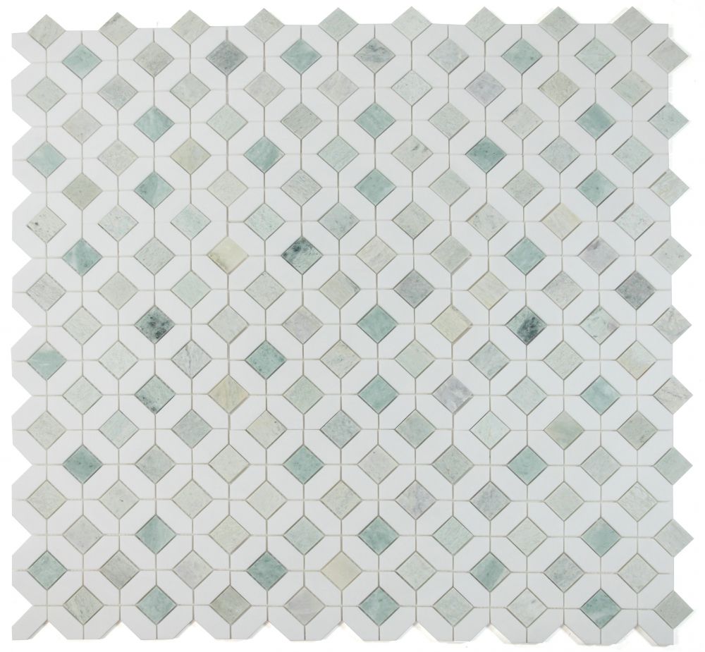 Elysium - Eclipse Green 12.25 in. x 12.25 in. Marble Mosaic