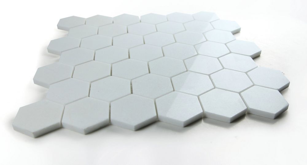 Elysium - Hexagon 2&quot; x 2&quot; Marble Mosaic - Thassos Polished