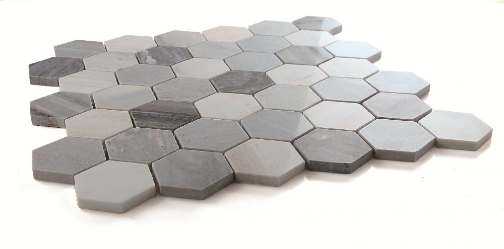 Elysium - Hexagon 2&quot; x 2&quot; Marble Mosaic - Italian Blue