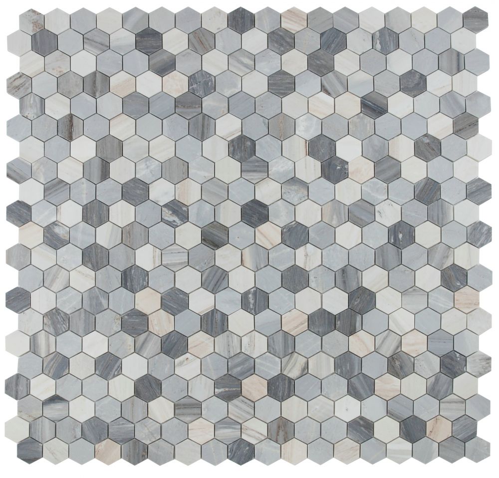 Elysium - Hexagon 2&quot; x 2&quot; Marble Mosaic - Italian Blue