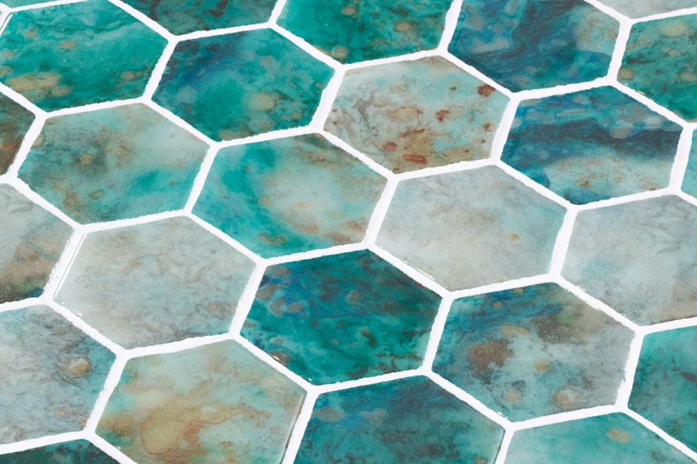Elysium - Vanguard 11.25 in. x 11.25 in. Glass Mosaic - Hex XL - Onyx Green