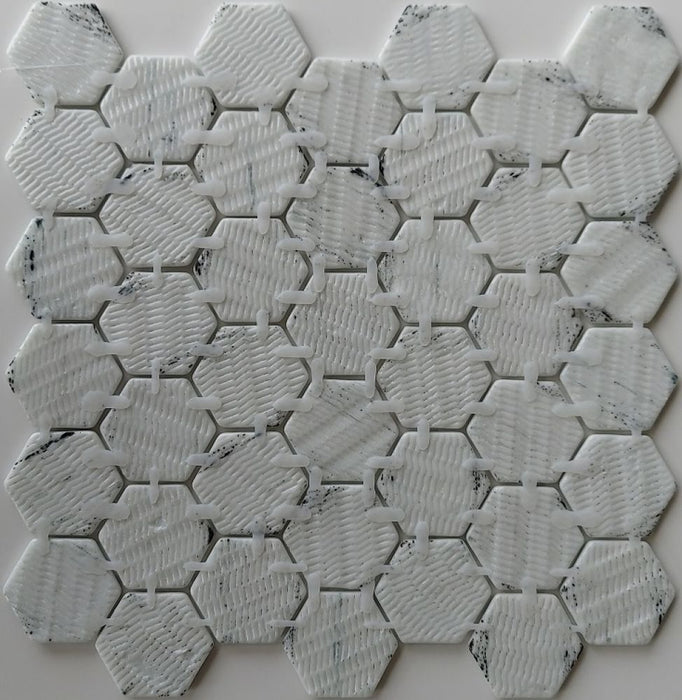 Elysium - Vanguard 11.25 in. x 11.25 in. Glass Mosaic - Hex XL - Bluish Grey