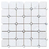 See Elysium - Clipped Marble Squares Mosaic - Milky White Honed