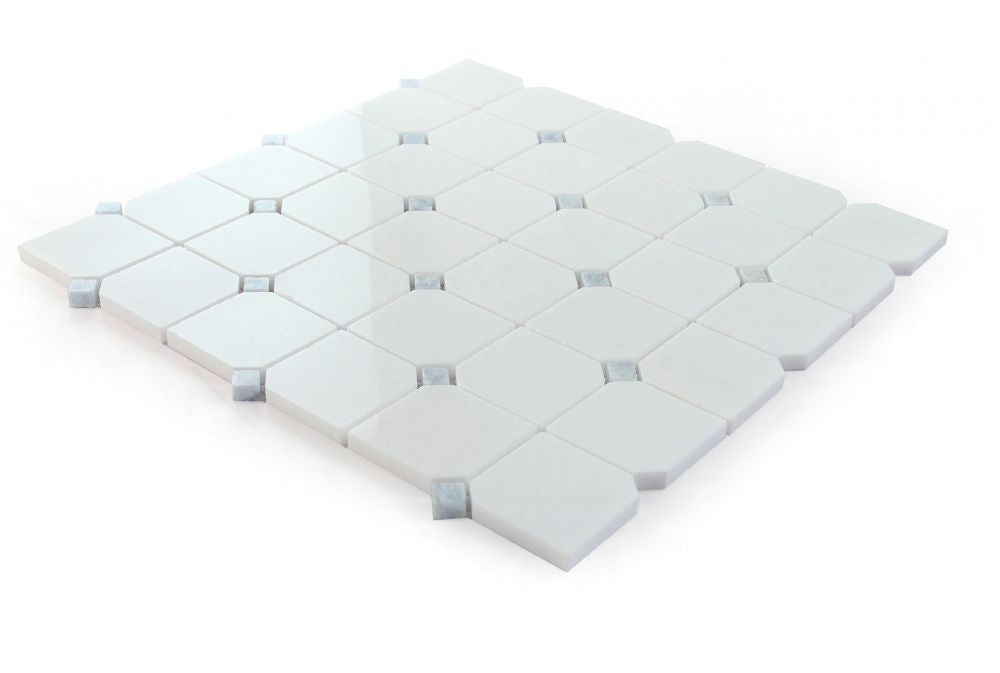 Elysium - Clipped Marble Squares Mosaic - Crystal Ocean