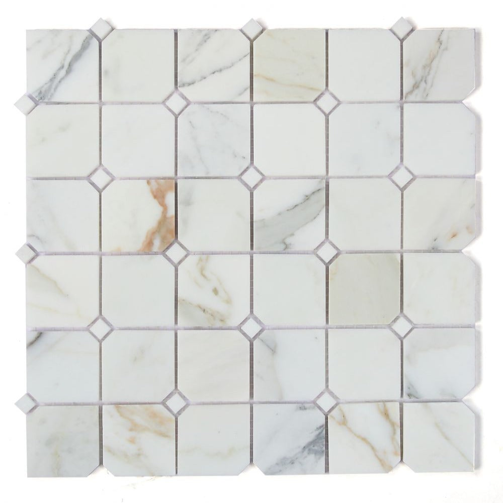 Elysium - Clipped Marble Squares Mosaic - Calacatta Gold