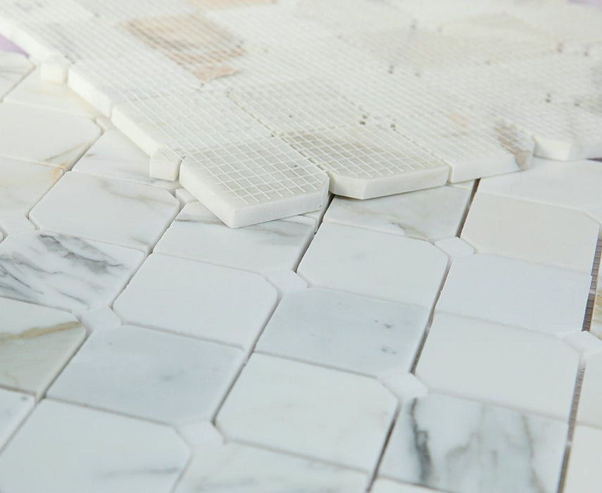 Elysium - Clipped Marble Squares Mosaic - Calacatta Gold