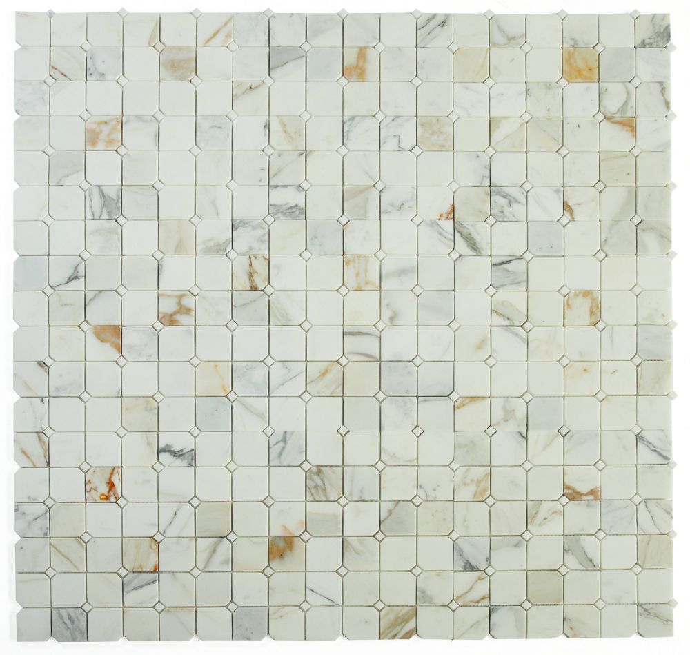 Elysium - Clipped Marble Squares Mosaic - Calacatta Gold