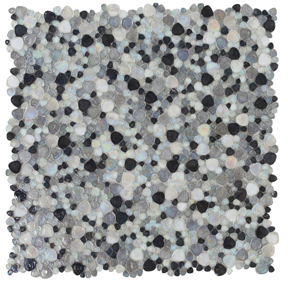 Elysium - Inari Grey Pebble 12 in. x 12 in. Glass Mosaic