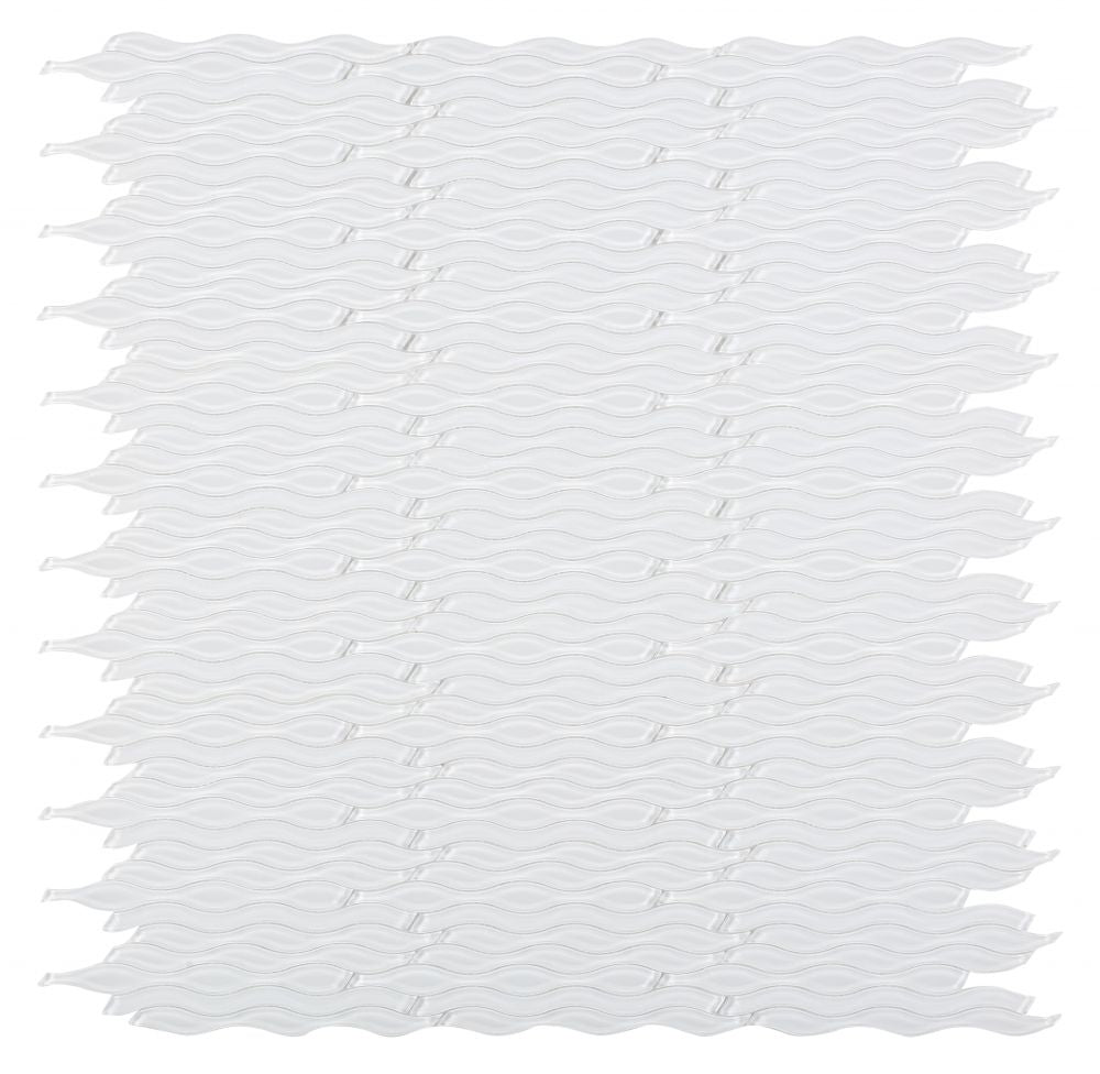 Elysium - Water White Glass 11.5 in. x 12.5 in. Glass Mosaic