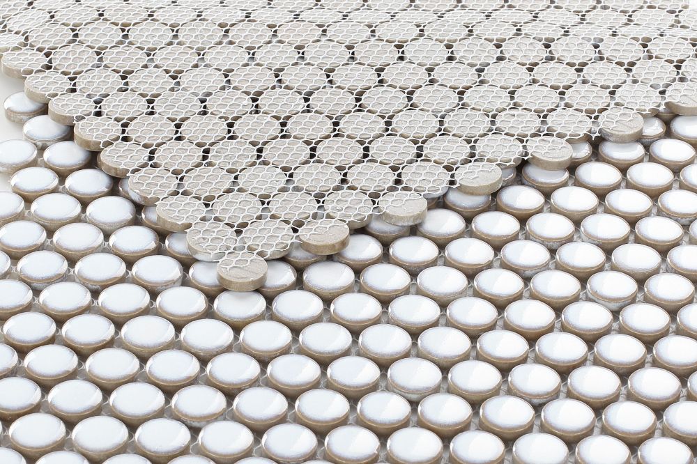 Elysium - Fancy White Penny 11.5 in. x 11.5 in. Porcelain Mosaic