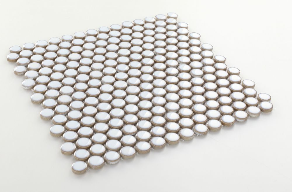 Elysium - Fancy White Penny 11.5 in. x 11.5 in. Porcelain Mosaic