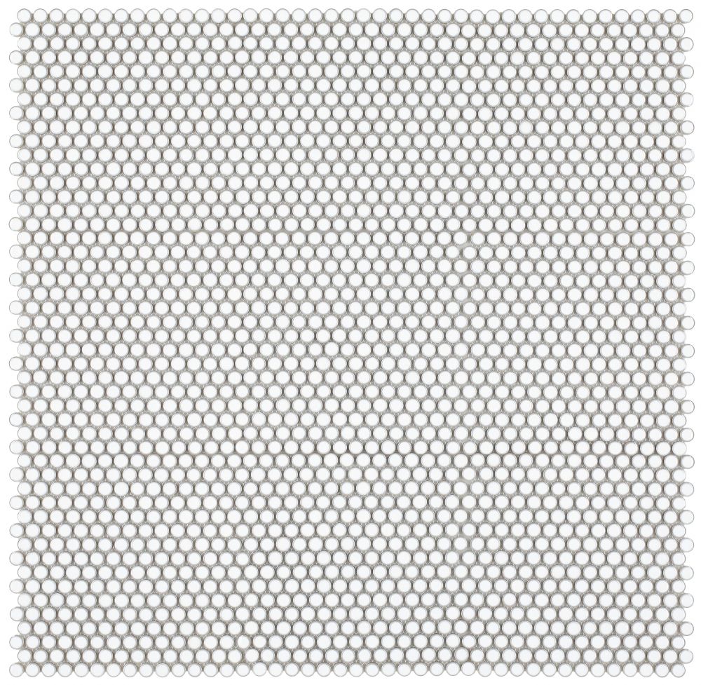 Elysium - Fancy White Penny 11.5 in. x 11.5 in. Porcelain Mosaic