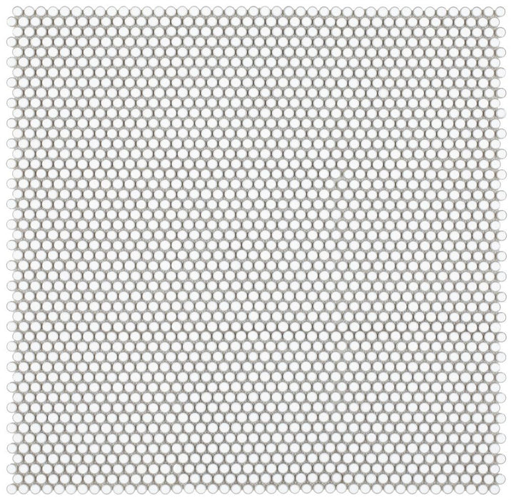Elysium - Fancy White Penny 11.5 in. x 11.5 in. Porcelain Mosaic
