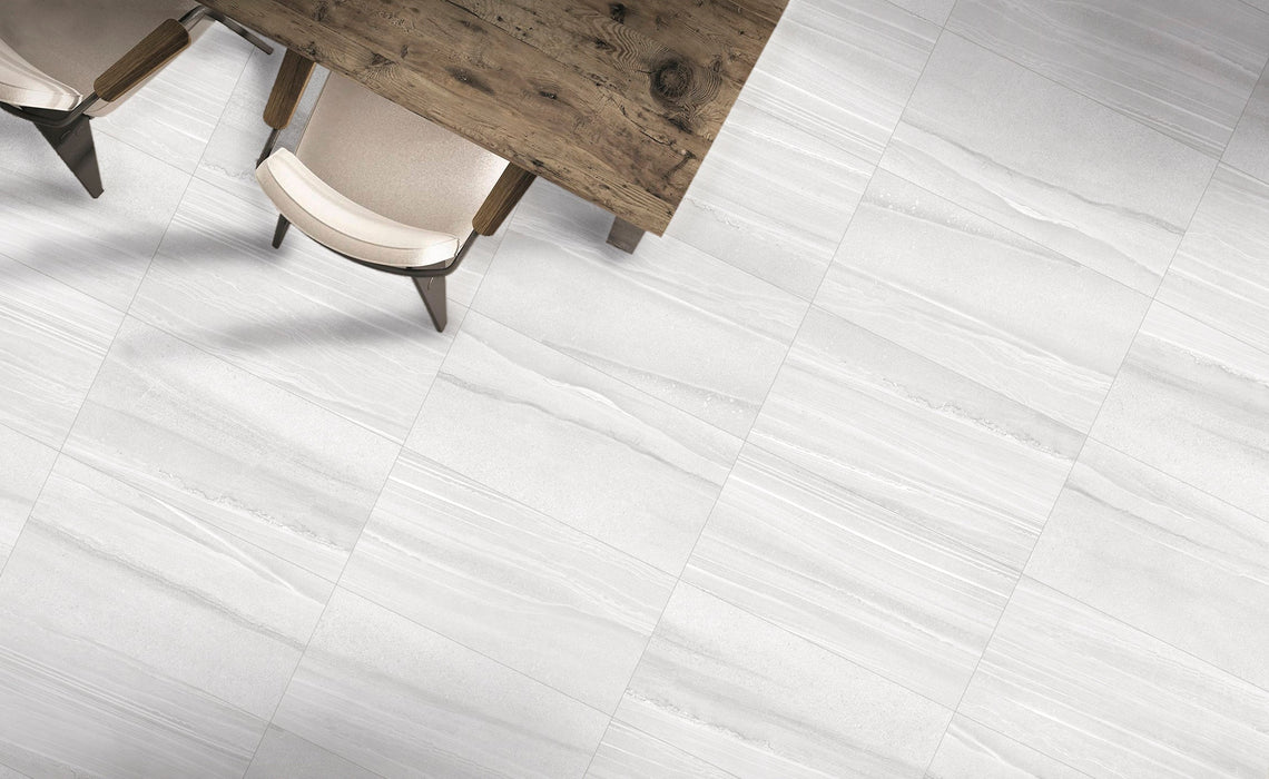 Tesoro - Isla Series - 12 in. x 24 in. Pressed Porcelain Tile - White Room Scene