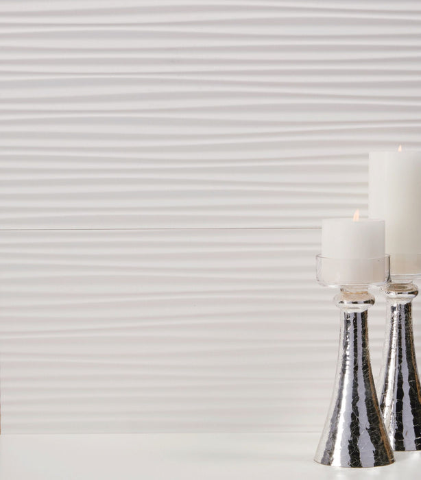 Arizona Tile - 3D Series - 12" x 22" Ceramic Tile - White Ribbon wall installation
