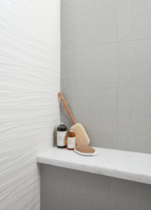 Arizona Tile - 3D Series - 12" x 22" Ceramic Tile - White Ribbon wall installation