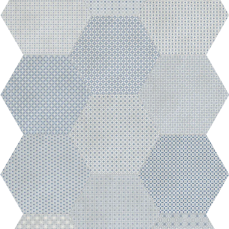Arizona Tile - Tapestri Series - 8.5" Porcelain Hex Tile - Denim Blend