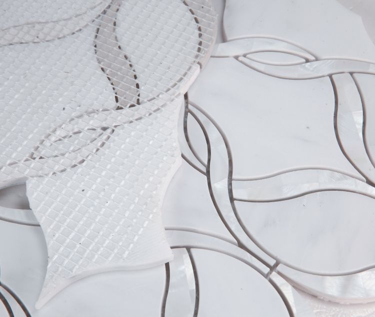 Elysium - Prestige Pearl Snow 7.25 in. x 12 in. Marble and Pearl Mosaic