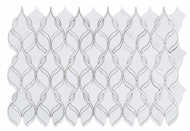 Elysium - Prestige Pearl Snow 7.25 in. x 12 in. Marble and Pearl Mosaic