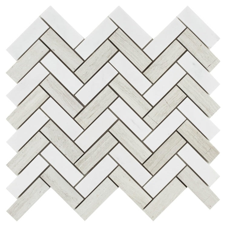 Elysium - Chevron 11 in. x 12.5 in. Marble Mosaic - Haisa