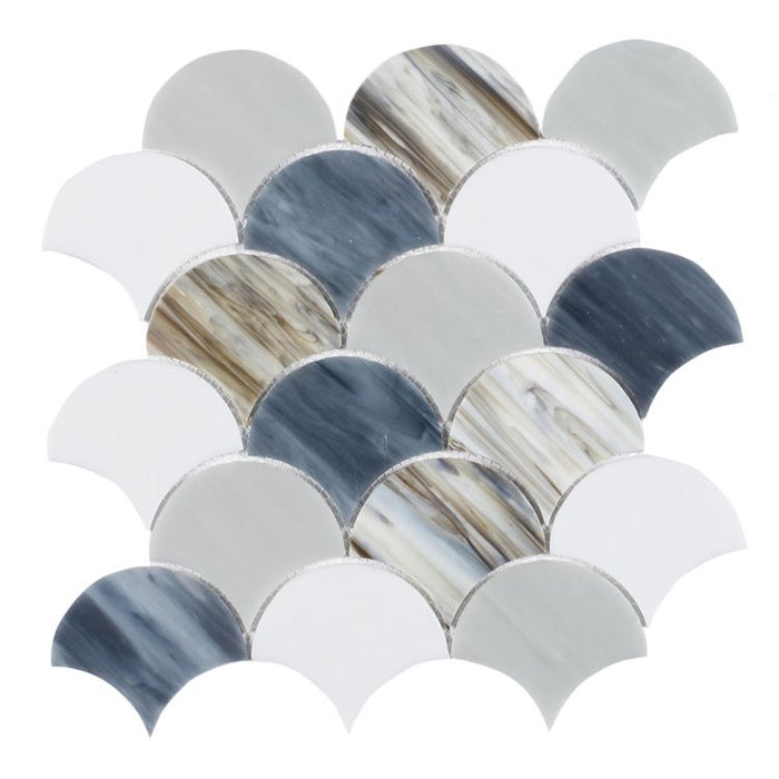 Elysium - Newport Scale Beach 9.5 in. x 9.75 in. Glass Mosaic