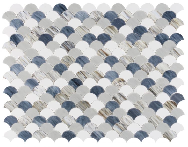 Elysium - Newport Scale Beach 9.5 in. x 9.75 in. Glass Mosaic