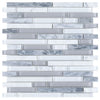 See Elysium - Linear Montage Grey 11.75 in. x 12 in. Glass and Marble Mosaic