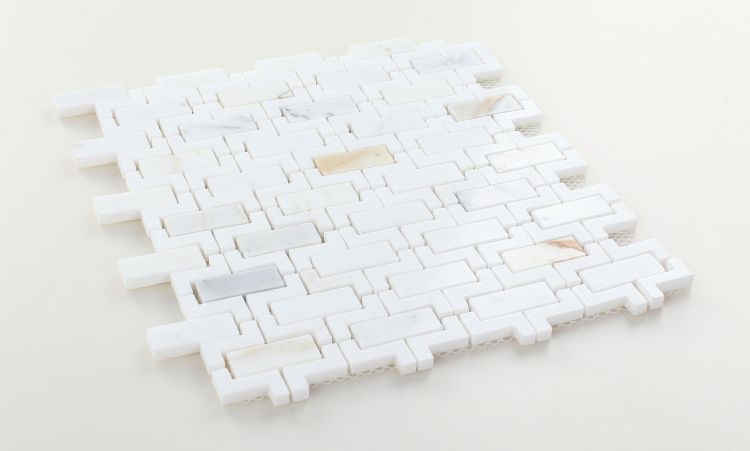 Elysium - Aztec Calacatta 10.25 in. x 11.25 in. Marble Mosaic