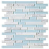 See Elysium - Linear Carrara Turquoise 11.75 in. x 12 in. Glass and Marble Mosaic
