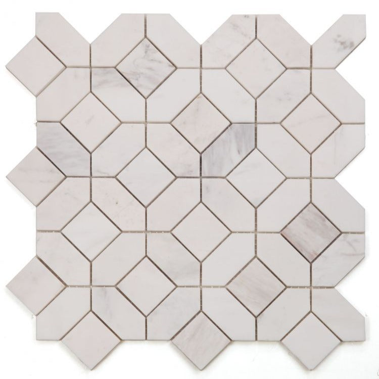 Elysium - Eclipse White 12 in. x 12 in. Marble Mosaic