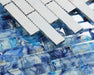 Elysium - Watercolor Blue 11.75 in. x 11.75 in. Glass Brick Mosaic