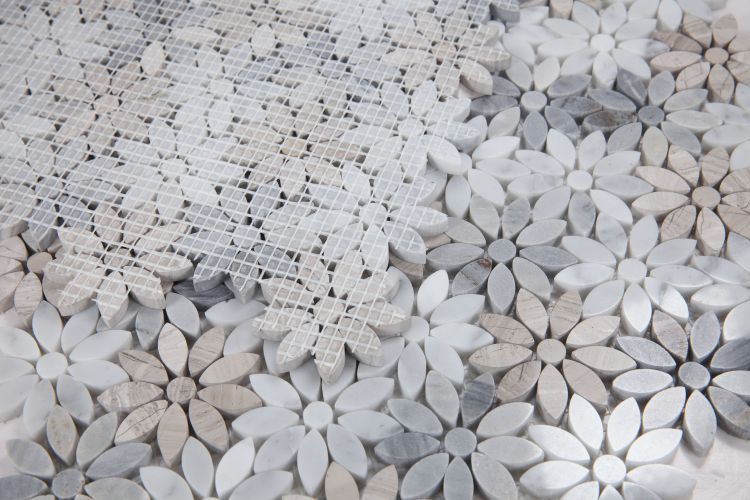 Elysium - Daisy Wild Sky 12.5 in. x 12.75 in. Glass and Stone Mosaic