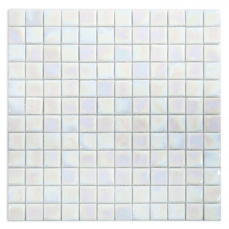 Elysium - Laguna White Square 11.75 in. x 11.75 in. Stained Glass Tile