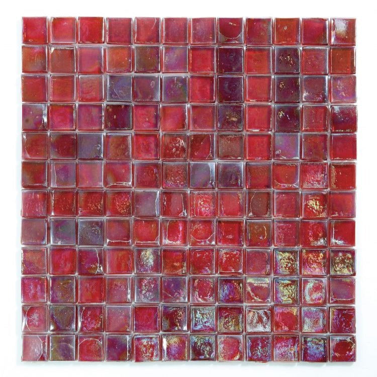 Elysium - Laguna Burgundy Square 11.75 in. x 11.75 in. Stained Glass Tile