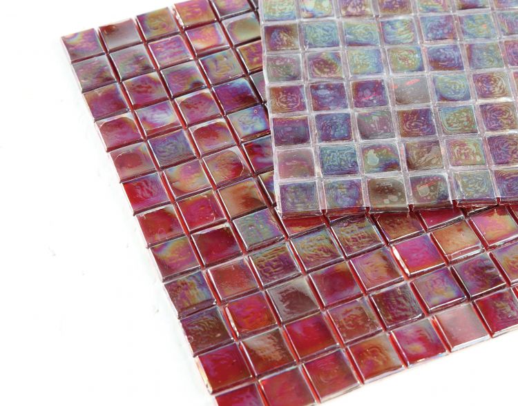 Elysium - Laguna Burgundy Square 11.75 in. x 11.75 in. Stained Glass Tile
