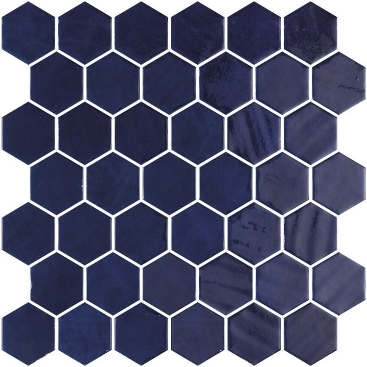 Elysium - Zelik XL 11.25 in. x 11.25 in. Porcelain Hex Mosaic - Blue