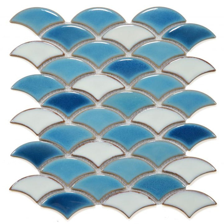 Elysium - Dragon Scale 9.75 in. x 12 in. Porcelain Mosaic - Lake