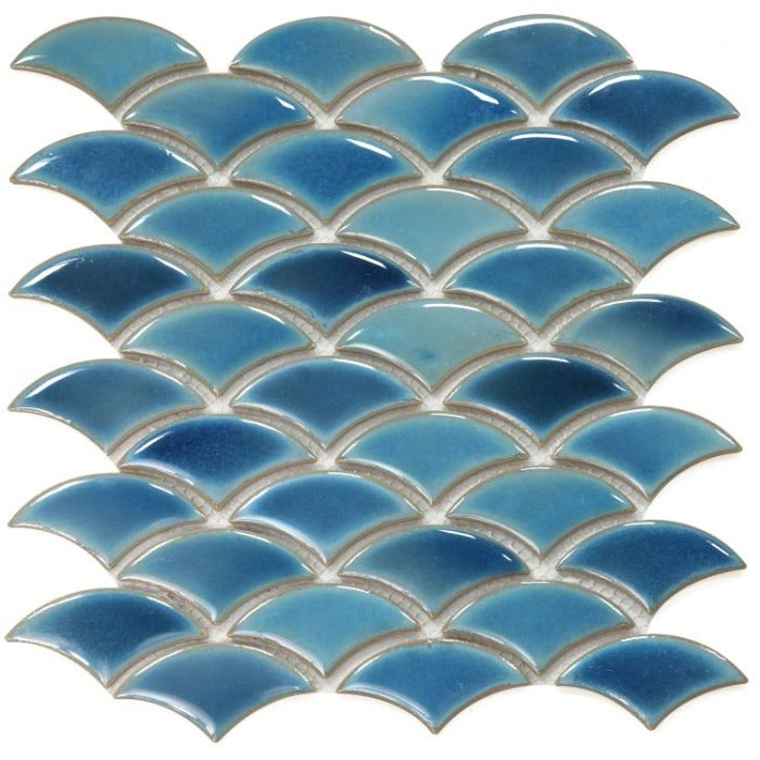 Elysium - Dragon Scale 9.75 in. x 12 in. Porcelain Mosaic - Navy